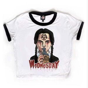 WEDNESDAY ADDAMS | RINGER T-SHIRT* | size L | NWOT